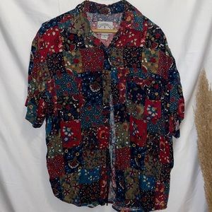 womens button up floral shirt